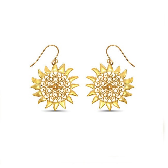 14k gold Fish Hook Sun Earrings