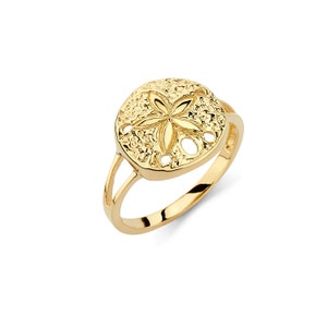 14K White, Rose, or Yellow Gold Sand Dollar Ring - Ocean Jewelry