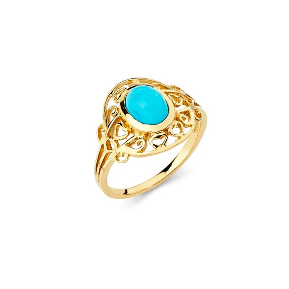 Solid gold on sale turquoise ring