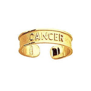 14k Yellow Gold Adjustable Zodiac Sign Cancer Toe Ring