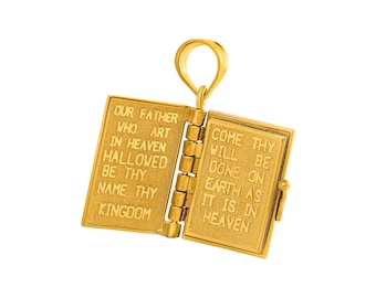 14K ゴールド聖書「主の祈り」祈りチャーム (開いた状態)。 - Etsy 日本