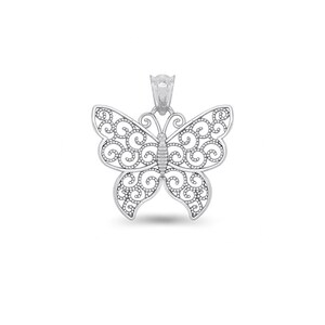 Sterling Silver Butterfly Pendant: Beaded Design