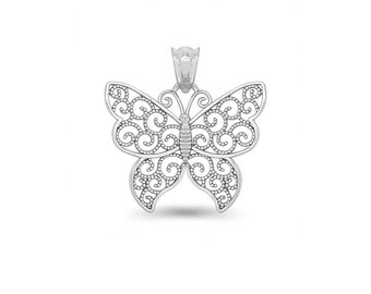 65% OFF SALE - Sterling Silver Butterfly Pendant