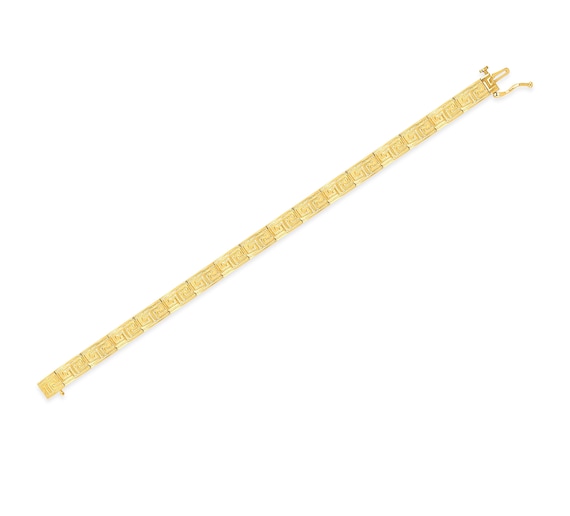 14K Solid Yellow Gold Greek Key Bracelet Greek Key Design Bracelet