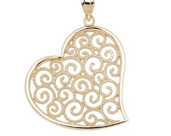 14K Yellow Gold Heart Pendant, Heart Pendant, Heart Jewelry, Heart, Love Pendant, Love Jewelry, Heart, Gold Heart, Gold Pendant