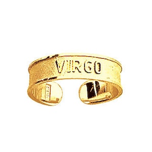 14k Yellow Gold Adjustable Virgo Zodiac Sign Toe Ring