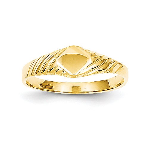 14K Yellow Gold Engraveable Childs Ring Engraveable Ring - Etsy