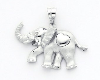 Sterling Silver Elephant pendant with heart.