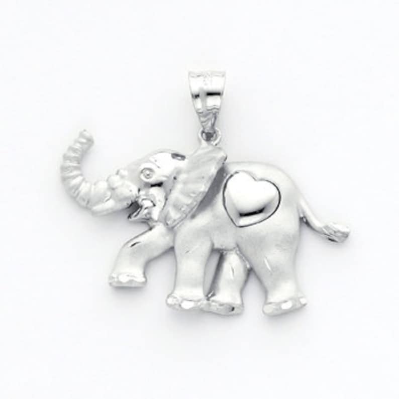 Sterling Silver Elephant pendant with heart.