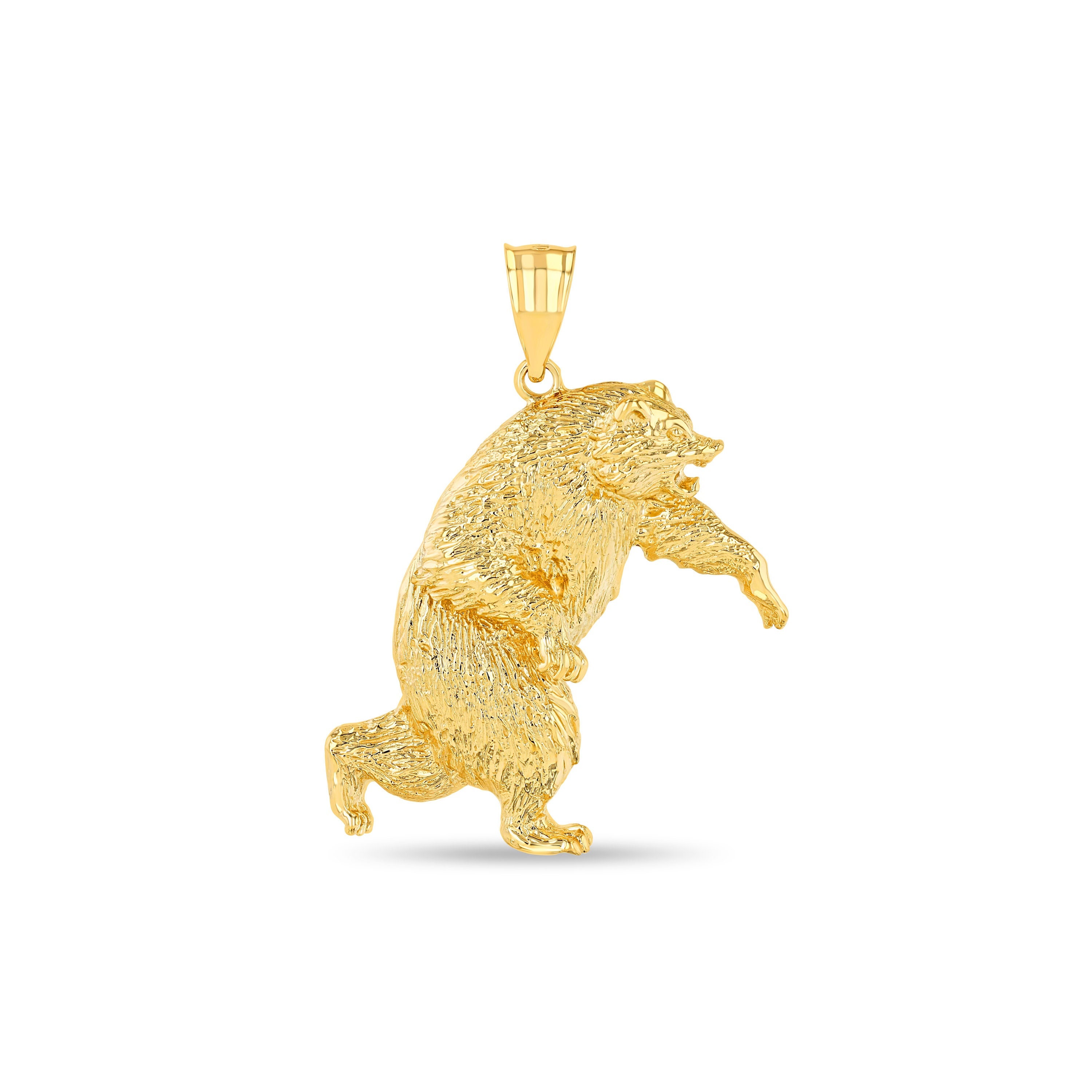 14k Solid Gold Grizzly Bear Pendant. - Etsy