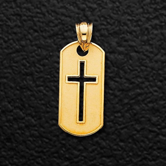 14k dog tag pendant