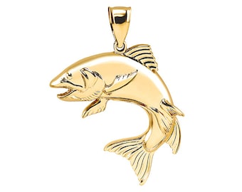 14k solid gold Fish Pendant. Fish pendant