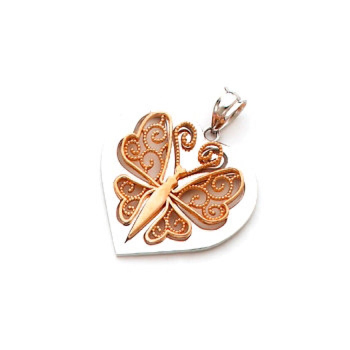 Gold Heart Butterfly and Heart Pendant Heart Jewelry Etsy