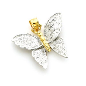 14k two tone gold butterfly pendant. Butterlfy pendant,butterfly jewelry,butterfly charm.