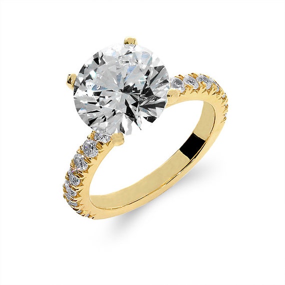 14k solid gold cubic zirconia engagement ring. promise ring Etsy