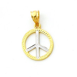 14Kt gold Two-tone Peace Sign Pendant.