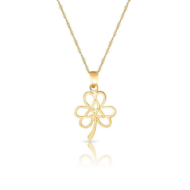 14k solid gold clover pendant on 18 solid gold chain. | Etsy