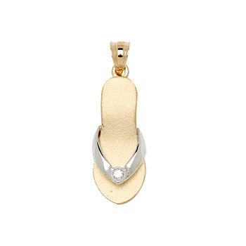 2-tone 14kt White & Yellow Gold Flip-flop Pendant With Diamond Accent ...