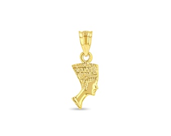 14k solid gold mini Nefertiti pendant.