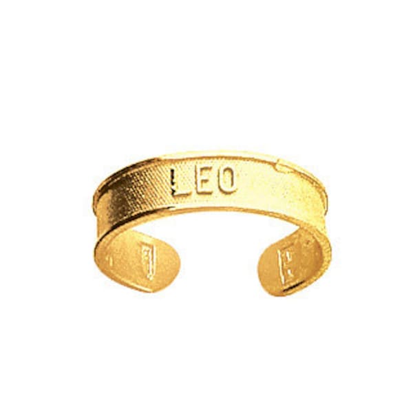 14k Yellow Gold Adjustable Leo Zodiac Sign Toe Ring