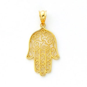 14k Gold Filigree Hamsa Pendant