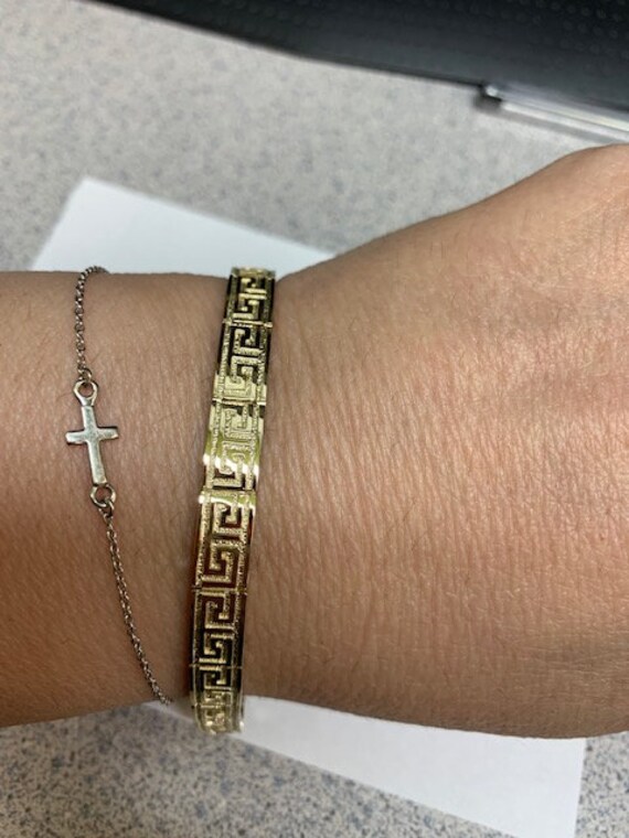 Yellow gold greek key best sale bracelet