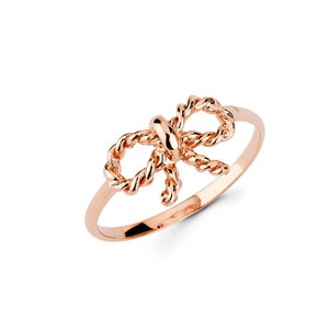 Lazo de 14k, Lazo de oro, Anillo de lazo, Anillo de lazo de oro, Joyería delicada, Joyería de lazo, Anillo de lazo de 14k