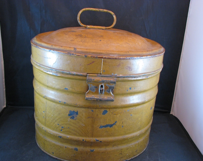 Antique 1900s Tin Hat Box Etsy