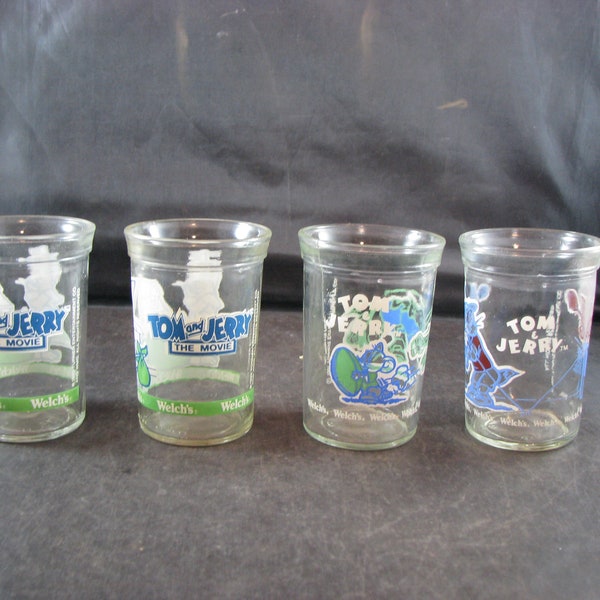 4 Vintage Tom and Jerry Welch's Jelly Glasses