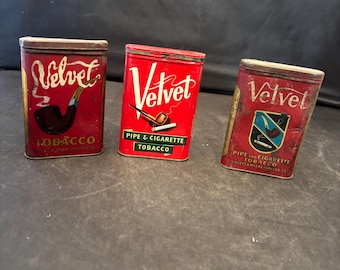 Vintage 3 Velvet Pocket Tobacco Tins