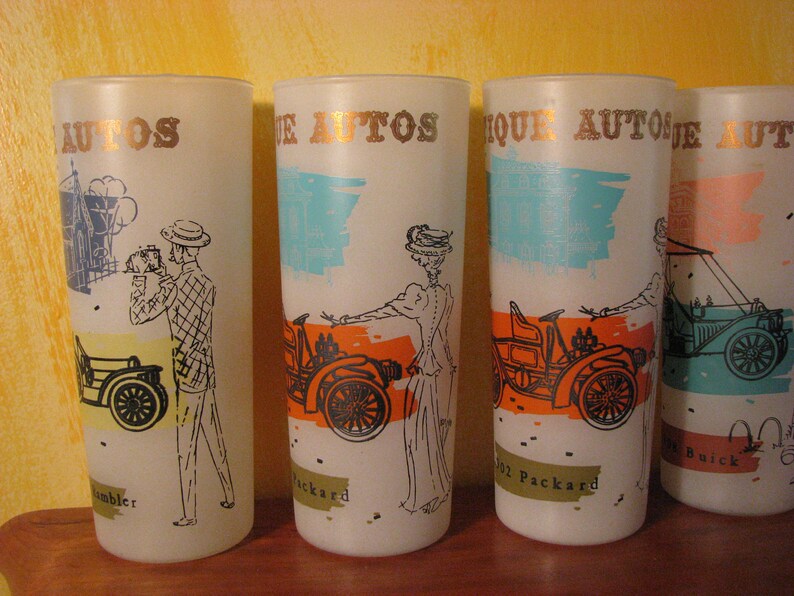 9 Vintage Anchor Hocking Antique Auto Frosted Glasses - Etsy