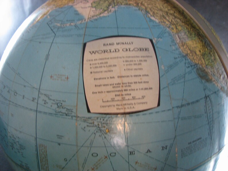 Vintage Rand McNally World Globe With Topographical Features