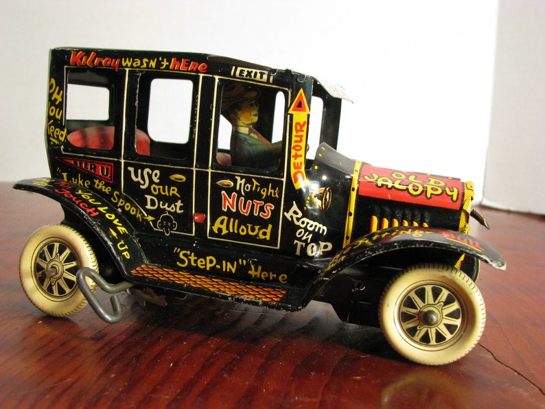Vintage 1950's Marx Linemar Tin Jalopy Windup Toy Car Etsy