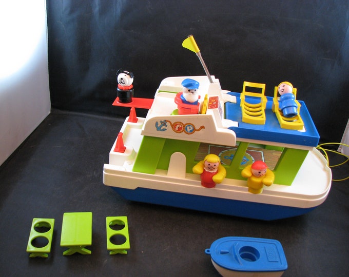 Vintage Fisher Price House Boat With Original Box Etsy