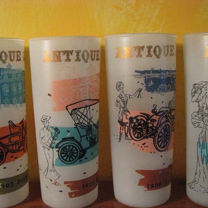 9 Vintage Anchor Hocking Antique Auto Frosted Glasses - Etsy
