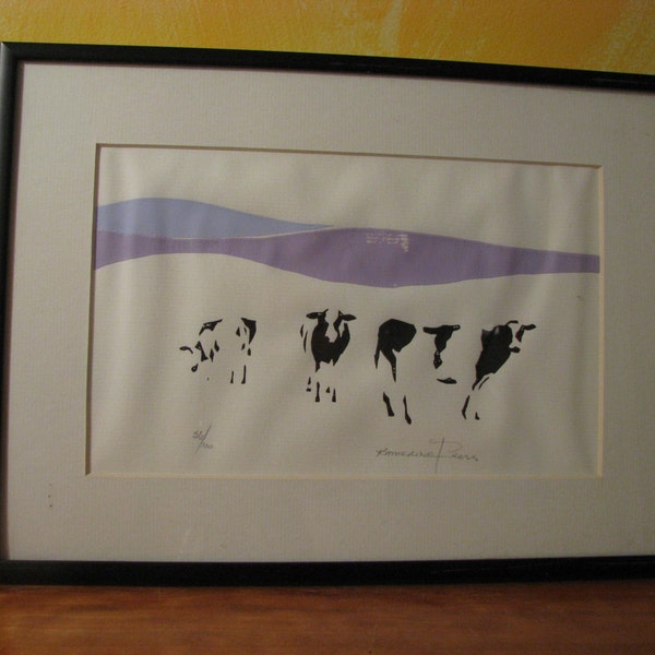 Vintage Original Katherine Pross Silk Screen Cow Print