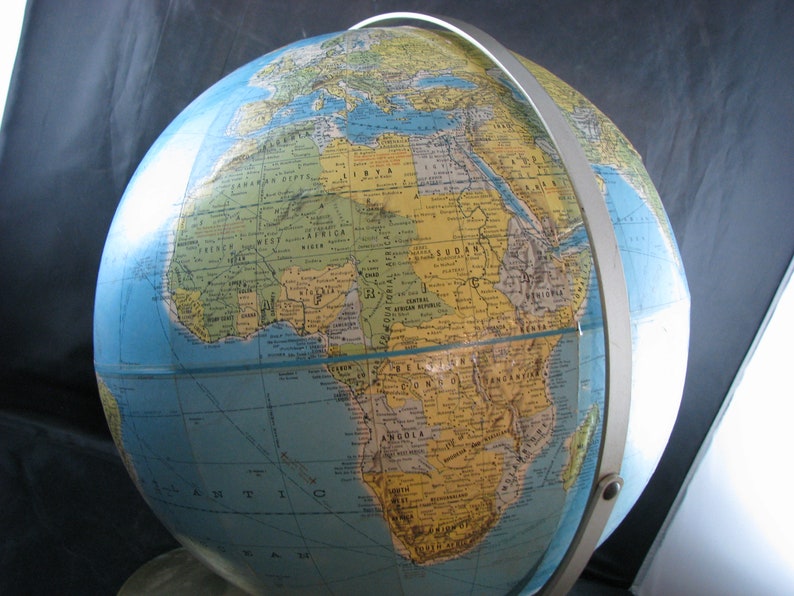 Vintage Rand McNally World Globe With Topographical Features