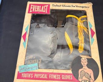 Vintage Everlast Jack Dempsey Youth Boxing Gloves With Original Box