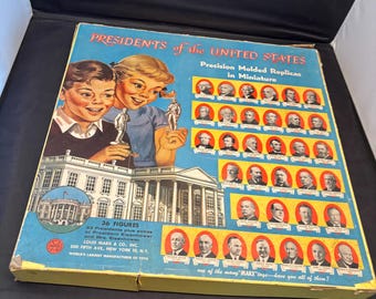 Vintage Complete Set of 1950’s Marx Preidents With Original Box
