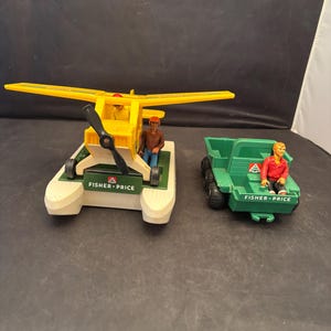 Vintage Fisher Price Adventure People Pontoon Boat and Rescue Plane and Ranger ATV