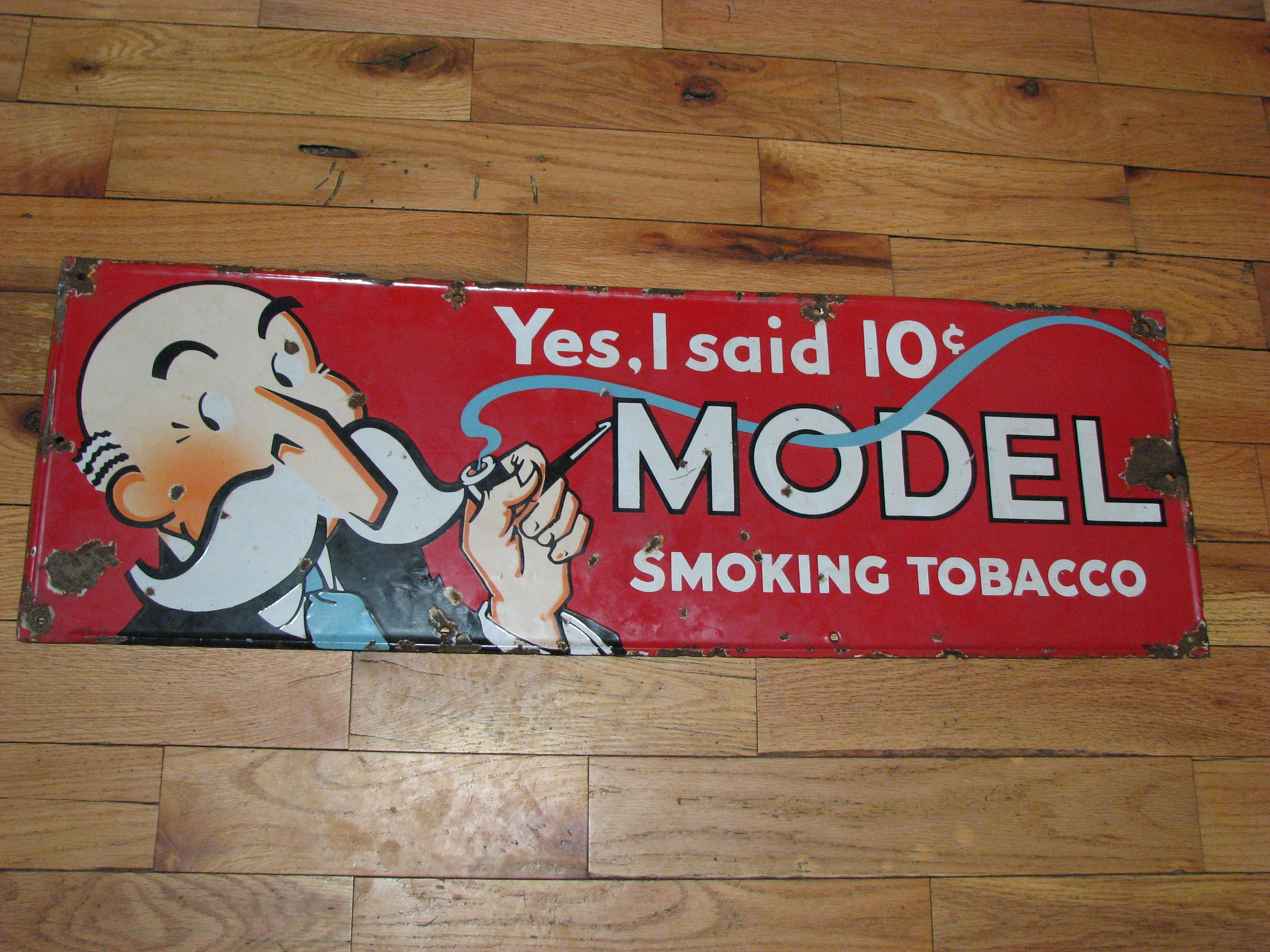 Vintage Porcelain Model Smoking Tobacco Sign | Etsy