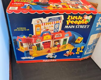 Vintage Fisher Play Family Main Street With Original Box