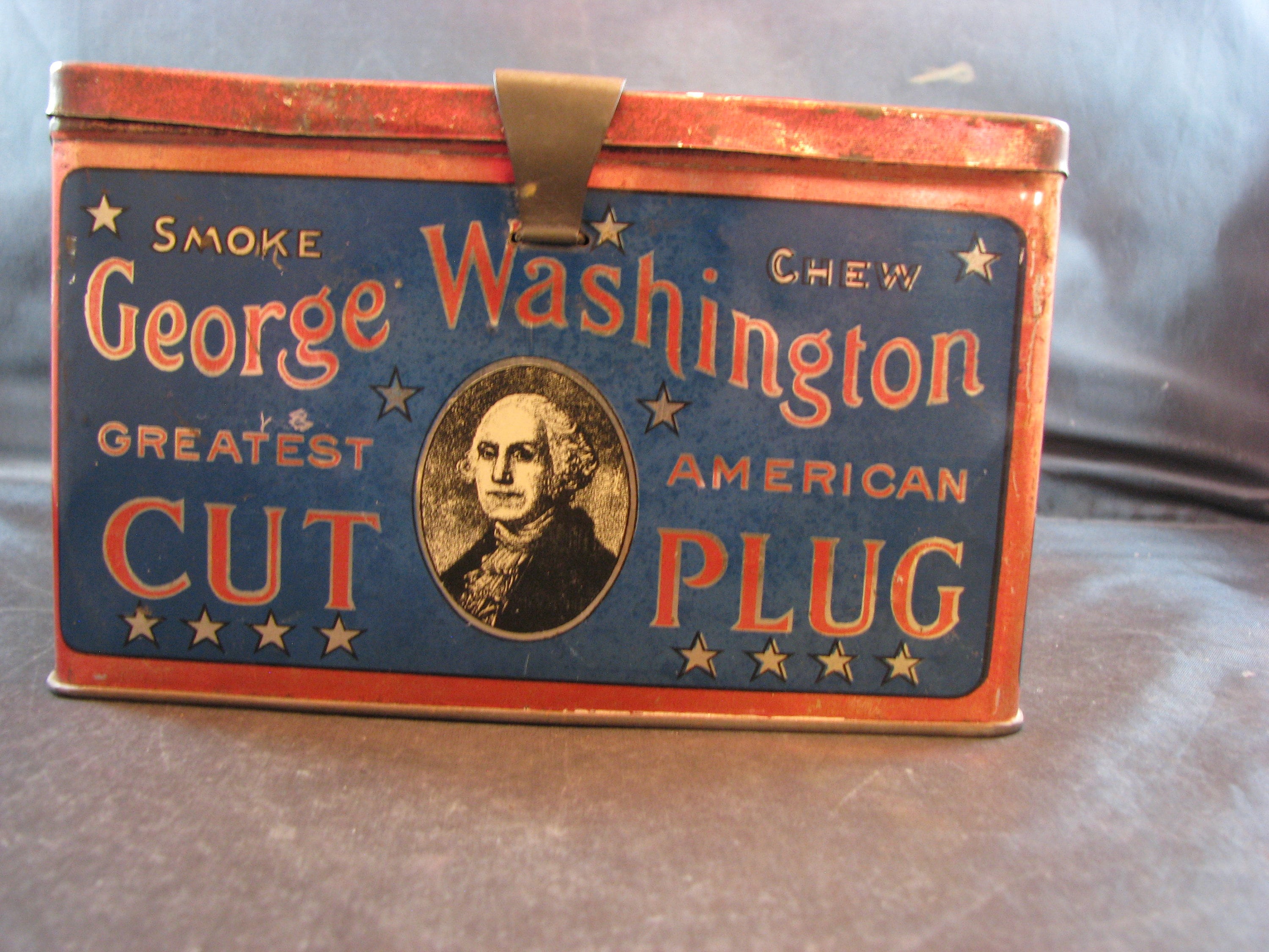 george washington tobacco Vintage George Washington Cut Plug Tobacco Tin With Handle