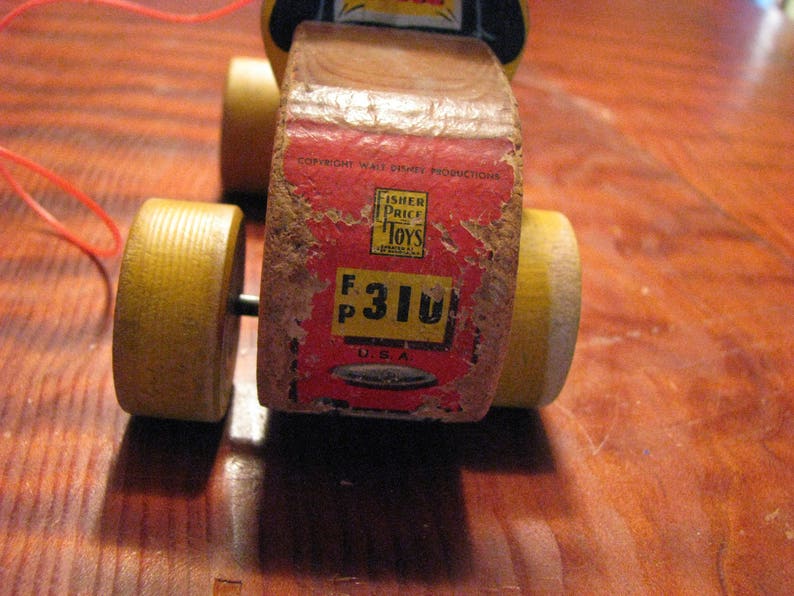 Vintage Fisher Price Mickey Mouse Puddle Jumper Car Wood Pull Etsy