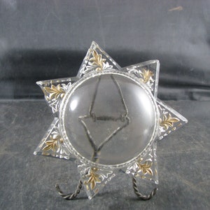 Unique Antique Glass 7 Point Star Picture Frame with Circular Photo Area
