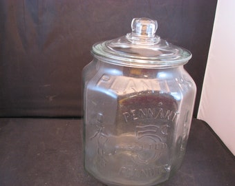 Vintage Planters Mr. Peanut 5 Cents Glass Store Counter Jar