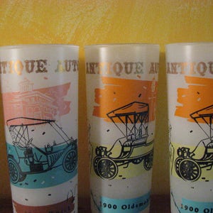 9 Vintage Anchor Hocking Antique Auto Frosted Glasses - Etsy