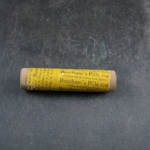 Vintage Beecham's Pills/Wooden Bottle