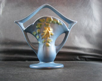 Vintage Roseville 365-7" Blue Columbine Basker/Vase