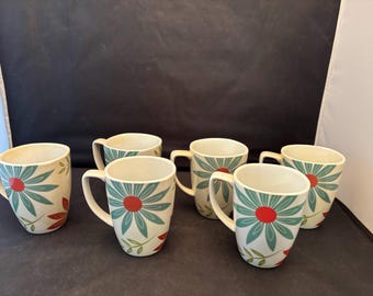 Six Vintage Corelle “Happy Days “ Floral Mugs